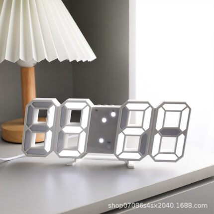 3D LED Digital Clock | White